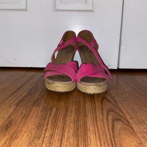 TOMS Pink Wedges - Size 8